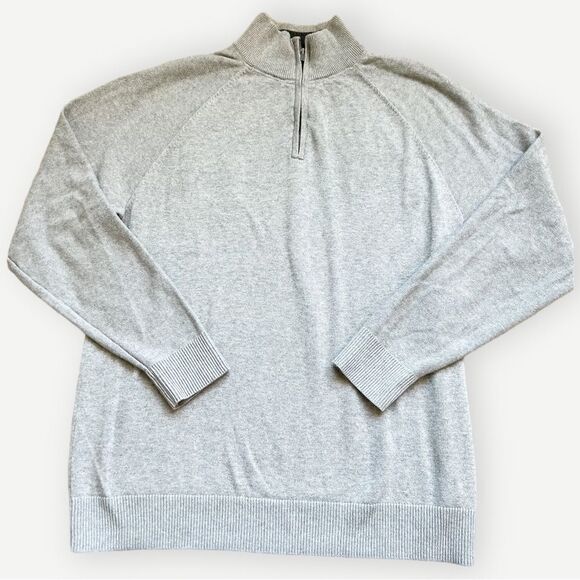 Old Navy Quarter Zip Half Zip 100% Cotton Gray Pullover Sweater. Large. - Picture 1 of 6